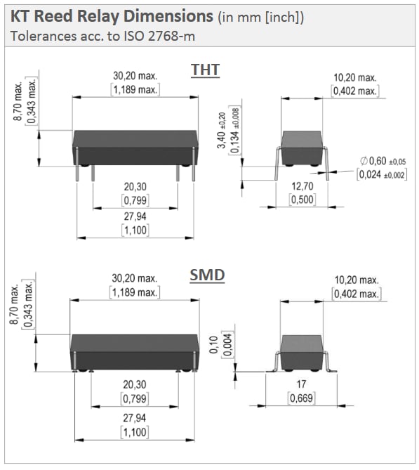 Mechanical Drawing - MEDER electronic (Standex) KT Series Reed Relays