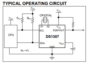 Application Circuit Diagram - Maxim Integrated DS1307 Serial Real-Time Clock